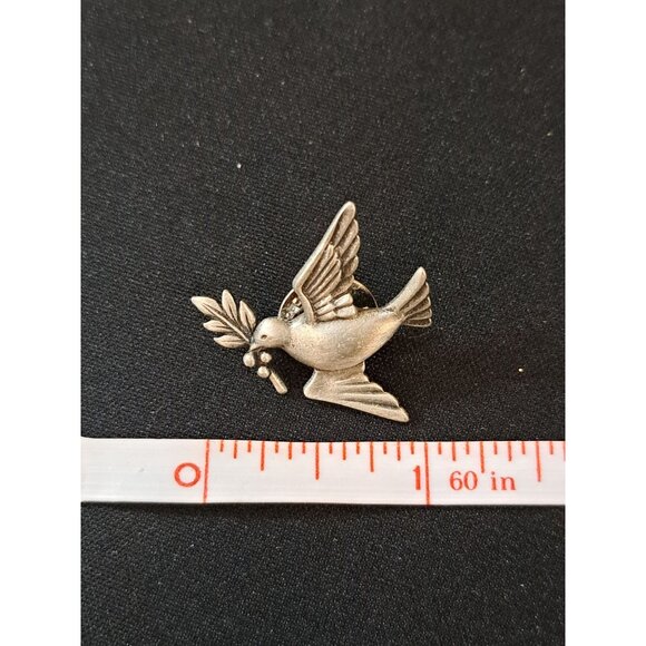Vintage JJ Designs Silver Dove Peace Tack Pin Brooch Baptism Gift - Picture 3 of 4